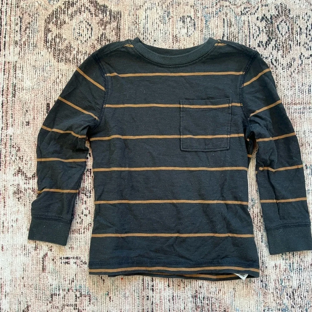 Old Navy Black and Brown Striped Long Sleeve Tee